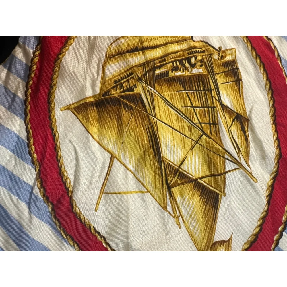 Women's Christian Dior Nautical Silk Scarf One Size Blue White Red